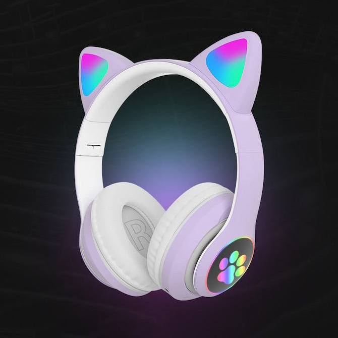 Беспроводные LED наушники с кошачьими ушками
