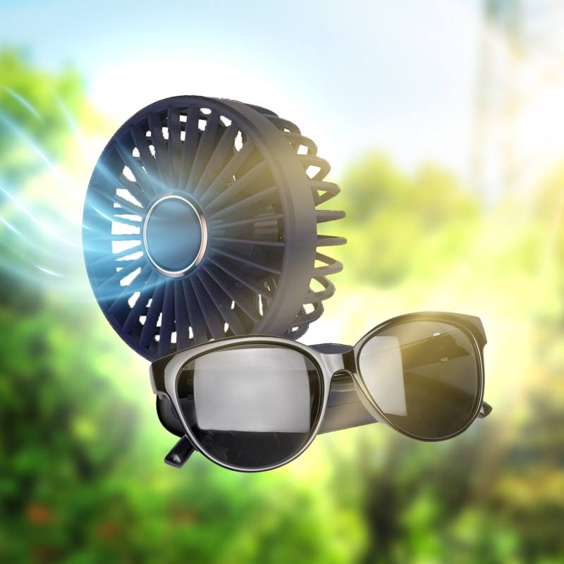 Брендовые женские cолнцезащитные очки CR001 + Портативный мини вентилятор FAN с экраном