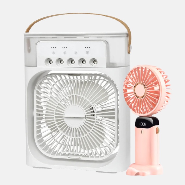 Мини кондиционер Mini Cooling Fan с увлажнителем воздуха + Ручной мини вентилятор от USB