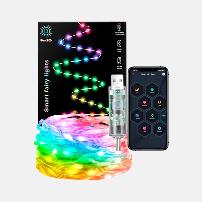 Гирлянда умная RGB 10 м от USB 100 LED управление смартфоном, Bluetooth + Пульт