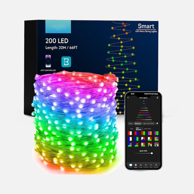 Умная гирлянда RGB 20м от USB с Bluetooth, пультом приложения APP и влагозащитой